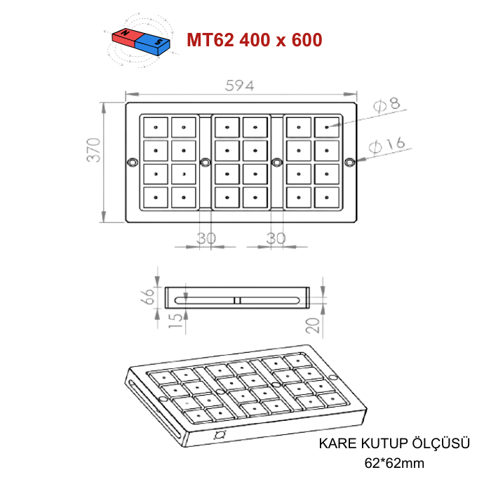 Elektro Manyetik Tabla + Kontrol Ünitesi 400 x 600