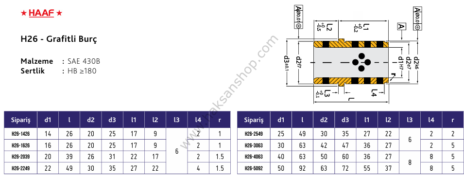 H26 Grafitli Ortadan Flanşlı Burç