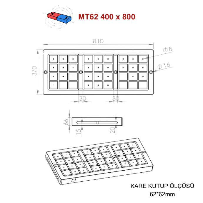 Elektro Manyetik Tabla + Kontrol Ünitesi 400 x 800