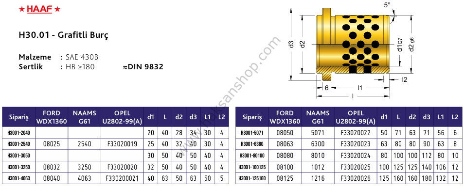 H30.01 Grafitli Flanşlı Bronz Burç