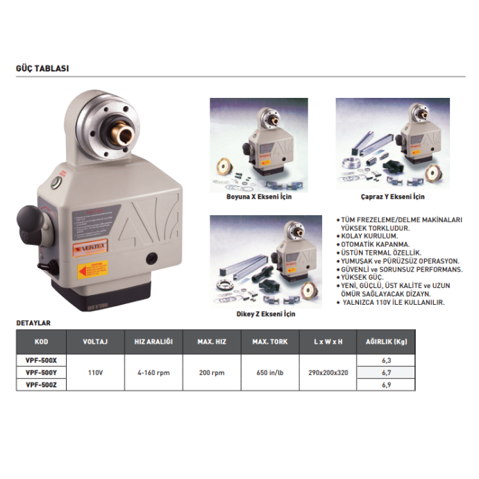 VERTEX VPY FREZE EKSEN ALIGN MOTOR