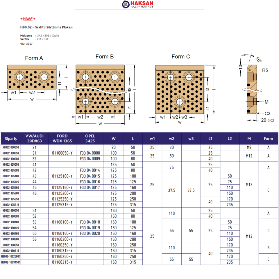 Grafitli Sürtünme Plakası - H80.02
