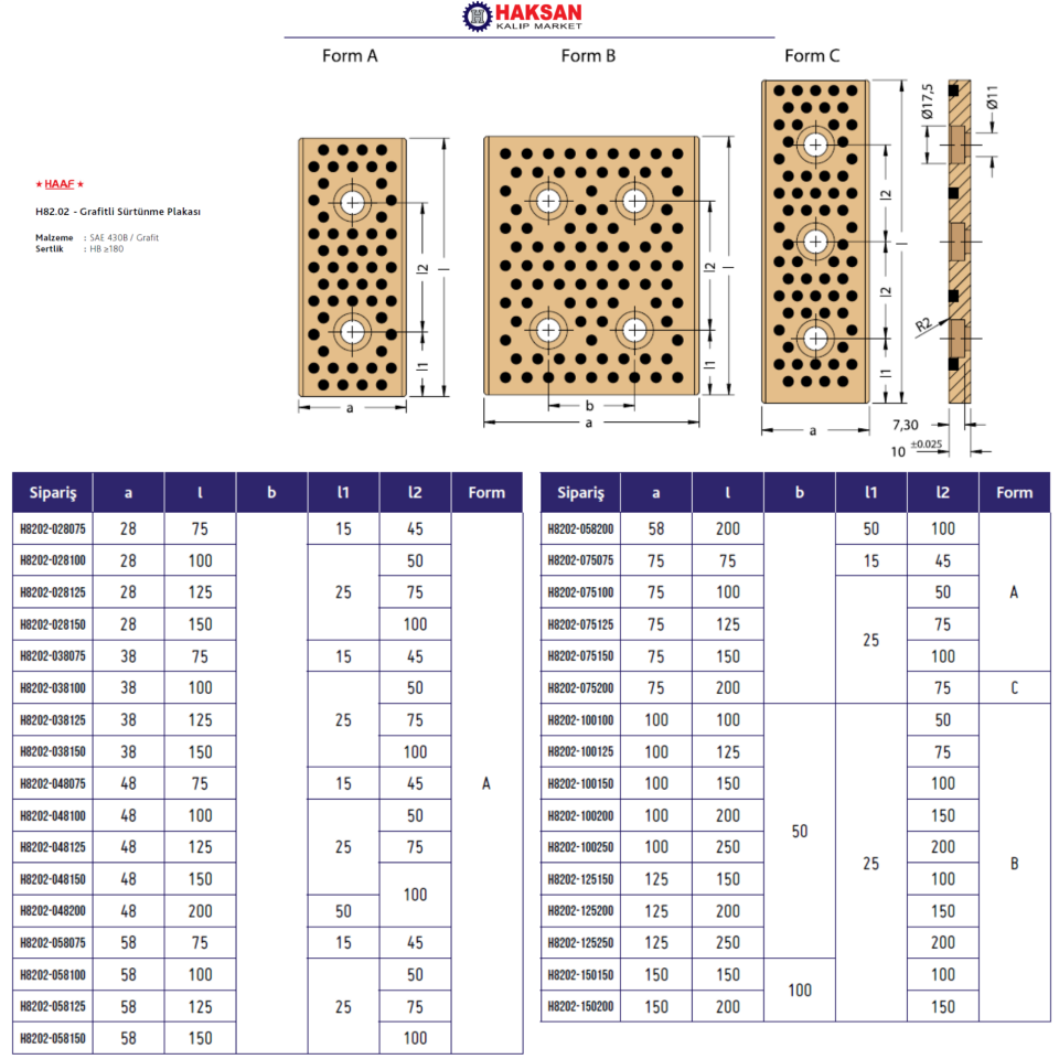 Grafitli Sürtünme Plakası -  H82.02