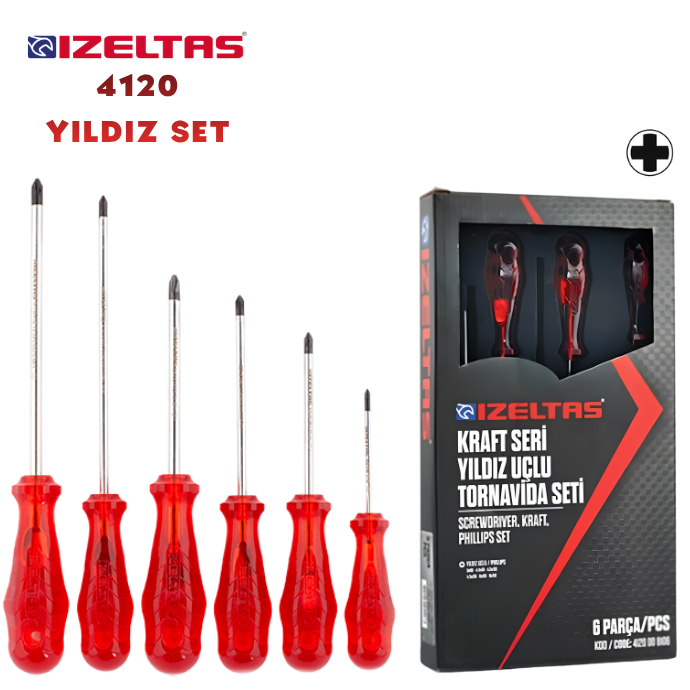 4120 KRAFT SERİ YILDIZ UÇLU TORNAVİDA TAKIMI 6 PARÇA İZELTAŞ