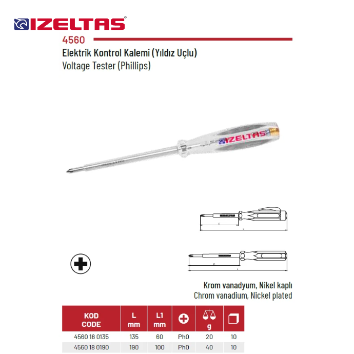 4560 ELEKTRİK KONTROL KALEMİ YILDIZ UÇLU İZELTAŞ