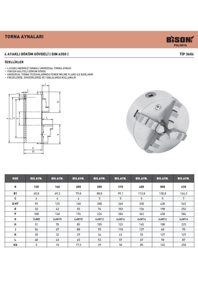 POLONYA 3-4 Ayaklı Üniversal Torna Aynası BİSON